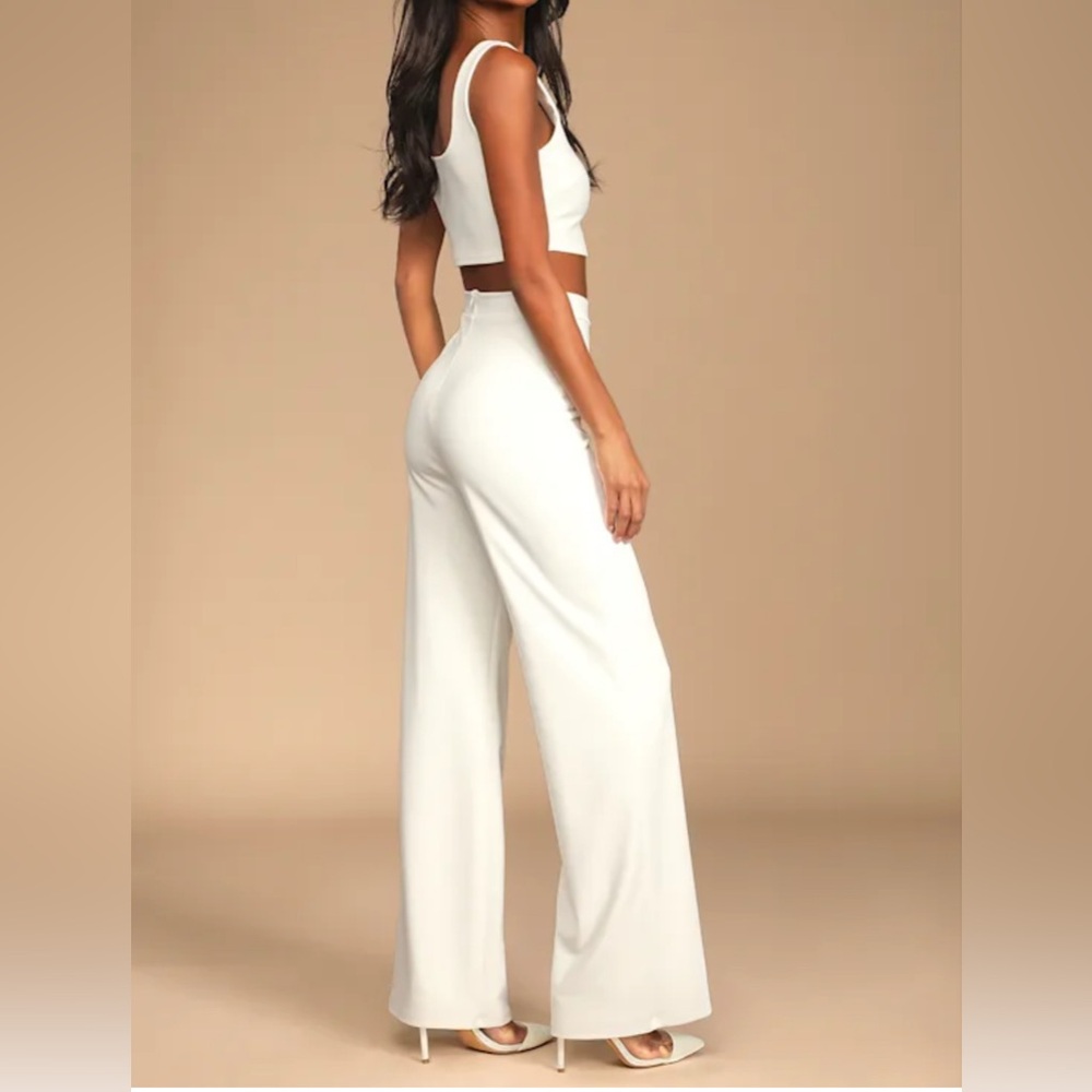 Lulu’s Only Tonight Ivory Cropped Two Piece Chic Set - Picture 4 of 12